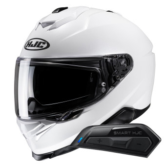 Integral HJC i71 Semi Flat Pearl White + Kit Bluetooth Smart 11B