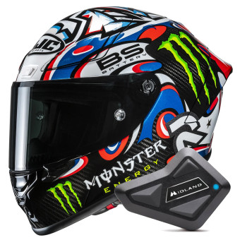 Casque Integral HJC RPHA 1 V2 Carbon Quartararo Le Mans 3 MC25 + Kit Bluetooth BT Mini Casque Integral HJC RPHA 1 V2 Carbon Quartararo Le Mans 3 MC25 + Kit Bluetooth BT Mini