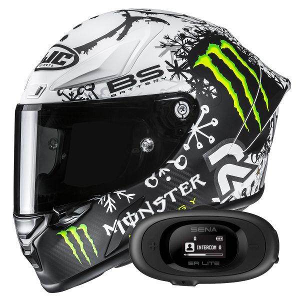 Integral HJC RPHA 1 V2 Carbon Snow Diablo MC10SF + Kit bluetooth 5R Lite