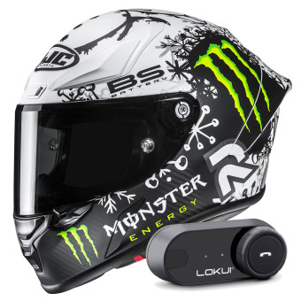 Casque Integral HJC RPHA 1 V2 Carbon Snow Diablo MC10SF + Kit Bluetooth Lokui K30 Casque Integral HJC RPHA 1 V2 Carbon Snow Diablo MC10SF + Kit Bluetooth Lokui K30