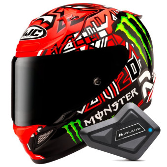 Casque Integral HJC RPHA 12 Quartararo Replica II MC1 + Kit Bluetooth BT Mini Casque Integral HJC RPHA 12 Quartararo Replica II MC1 + Kit Bluetooth BT Mini