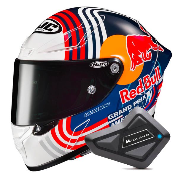 Integral HJC RPHA1 Red Bull Austin GP MC21 + Kit Bluetooth BT Mini