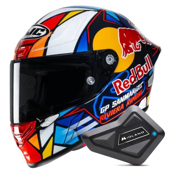 Integral HJC RPHA1 Red Bull Misano GP MC21 + Kit Bluetooth BT Mini