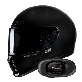 Integral HJC V10 Black + Kit bluetooth 5R Lite Solo