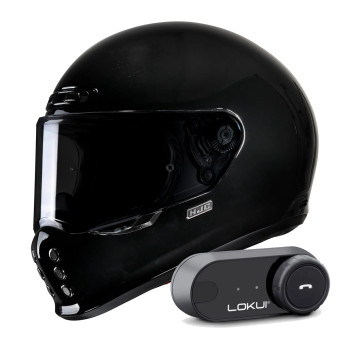 Integral HJC V10 Black + Kit Bluetooth Lokui K30