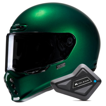 Integral HJC V10 Deep Green + Kit Bluetooth BT Mini