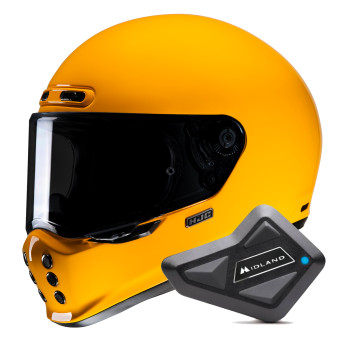 Casque Integral HJC V10 Deep Yellow + Kit Bluetooth BT Mini Casque Integral HJC V10 Deep Yellow + Kit Bluetooth BT Mini