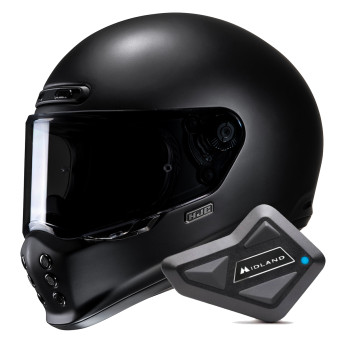 Casque Integral HJC V10 Semi Flat Black + Kit Bluetooth BT Mini Casque Integral HJC V10 Semi Flat Black + Kit Bluetooth BT Mini