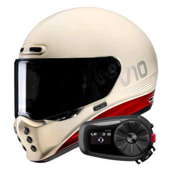 Pack Casco Moto + Kit Bluetooth : HJC i100 Beis MC9SF + Kit Bluetooth 5S  Solo