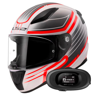 Integral LS2 Rapid II Circuit White Red FF353 + Kit bluetooth 5R Lite Solo