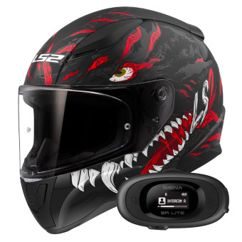 Integral LS2 Rapid II Kaiju Matt Black Red White FF353 + Kit bluetooth 5R Lite Solo