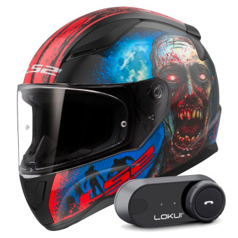 Integral LS2 Rapid II Zombie Black Red FF353 + Kit Bluetooth Lokui K30