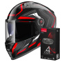 Casque Integral LS2 Vector II Alizer Black Red FF811 + Kit Bluetooth 4X Cardo