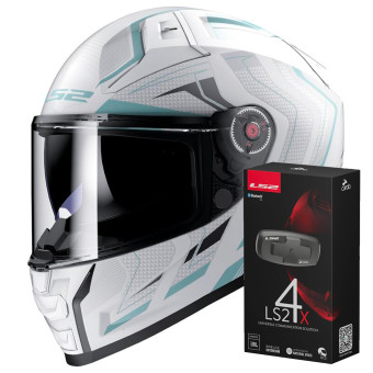 Integral LS2 Vector II Alizer Matt White Silver FF811 + Kit Bluetooth 4X Cardo
