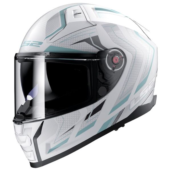 LS2 Vector II Alizer Matt White Silver FF811 + Kit Bluetooth 4X Cardo