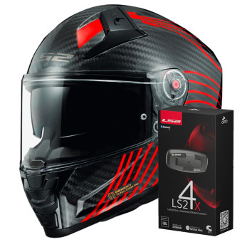 Integral LS2 Vector II C Flux Red FF811 + Kit Bluetooth 4X Cardo