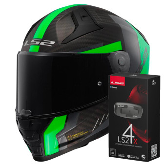 Integral LS2 Vector II C Grid Matt Fluo Green FF811 + Kit Bluetooth 4X Cardo
