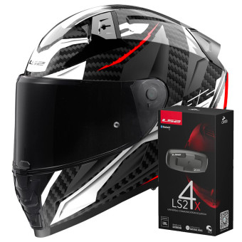 Integral LS2 Vector II C Savage White Red Grey FF811 + Kit Bluetooth 4X Cardo