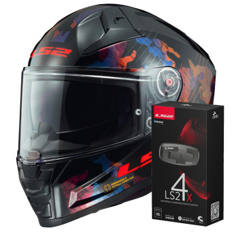 Integral LS2 Vector II Kamo Black Blue FF811 + Kit Bluetooth 4X Cardo