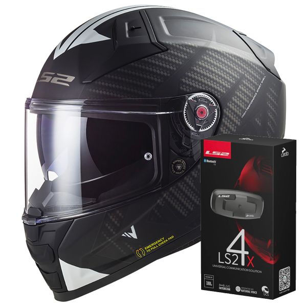 Integral LS2 Vector II Splitter Black White FF811 + Kit Bluetooth 4X Cardo Integral LS2 Vector II Splitter Black White FF811 + Kit Bluetooth 4X Cardo