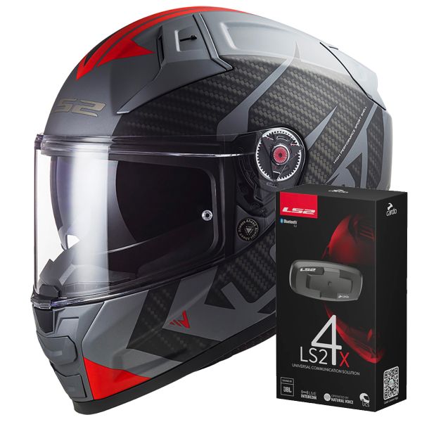 Integral LS2 Vector II Splitter Matt Titanium Red FF811 + Kit Bluetooth 4X Cardo Integral LS2 Vector II Splitter Matt Titanium Red FF811 + Kit Bluetooth 4X Cardo