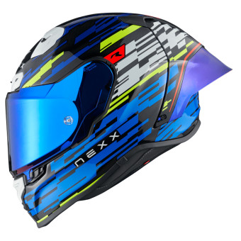 Nexx X.R3R Glitch Racer Blue Neon + Kit Bluetooth Lokui K30