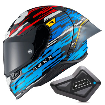 Integral Nexx X.R3R Glitch Racer Blue Red + Kit Bluetooth BT Mini