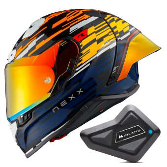 Integral Nexx X.R3R Glitch Racer Orange Blue + Kit Bluetooth BT Mini