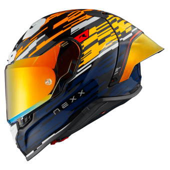 Nexx X.R3R Glitch Racer Orange Blue + Kit Bluetooth Lokui K30