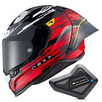 Integral Nexx X.R3R Glitch Racer Red White + Kit Bluetooth BT Mini