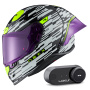 Casque Integral Nexx X.R3R Glitch Racer White Neon + Kit Bluetooth Lokui K30