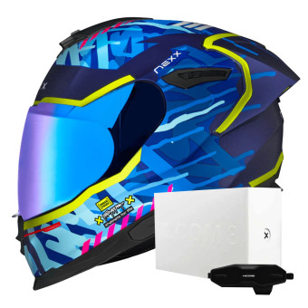 Casque Integral Nexx Y.100R Urbangram Indigo Blue Matt + X.COM 3 Casque Integral Nexx Y.100R Urbangram Indigo Blue Matt + X.COM 3