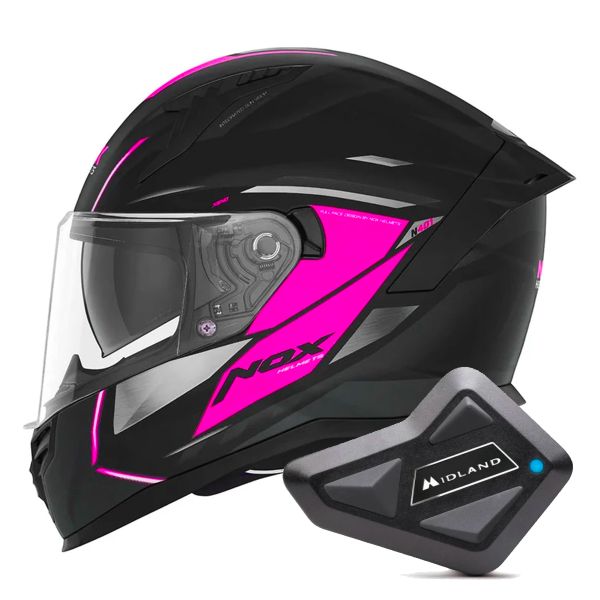 Integral NOX N401 Xeno Matt Black Pink + Kit Bluetooth BT Mini