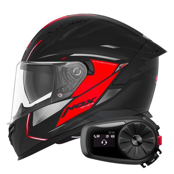 Integral NOX N401 Xeno Matt Black Red + Kit Bluetooth 5S Solo