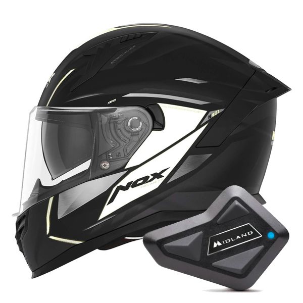 Integral NOX N401 Xeno Matt Black White + Kit Bluetooth BT Mini