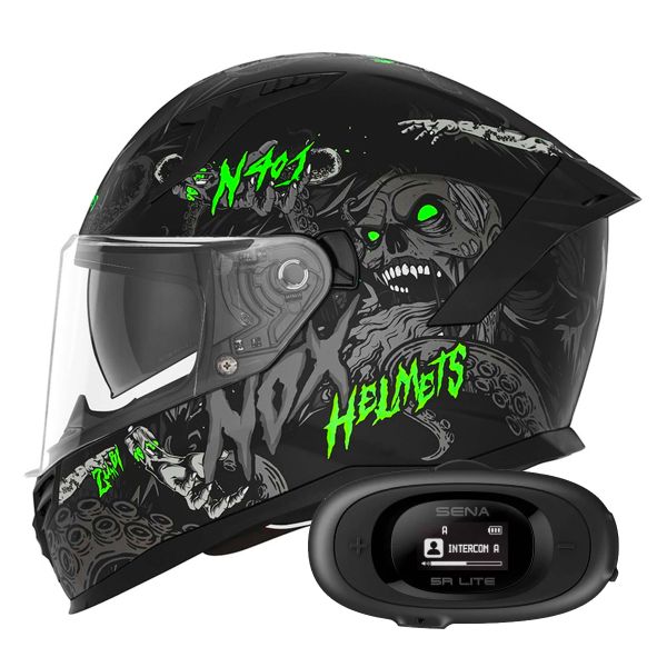 Integral NOX N401 Zumbi Matt Black Neon Green + Kit bluetooth 5R Lite Solo