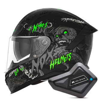 Integral NOX N401 Zumbi Matt Black Neon Green + Kit Bluetooth BT Mini