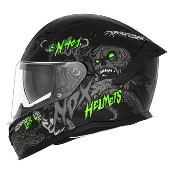 NOX N401 Zumbi Matt Black Neon Green + Kit Bluetooth BT Mini