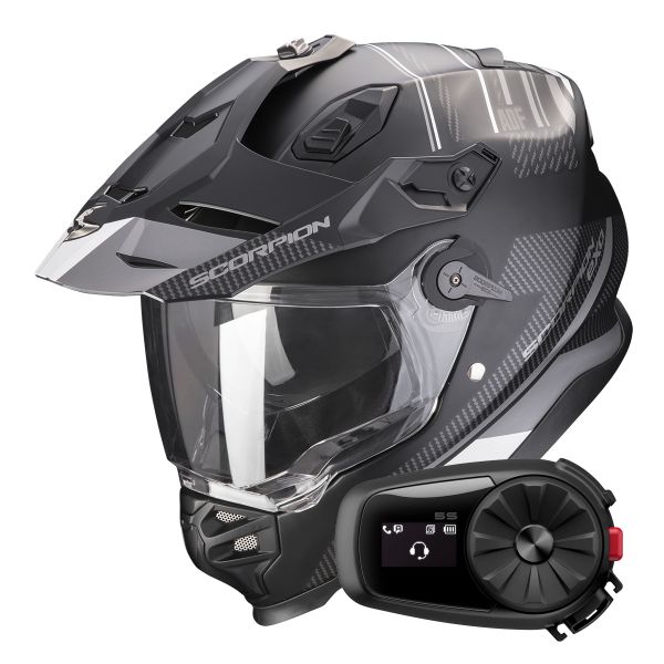 Integral Scorpion ADF 9000 Air Desert Matt Black Silver + Kit Bluetooth 5S Solo