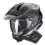 Casque Integral Scorpion ADF 9000 Air Desert Matt Black Silver + Kit Bluetooth BT Mini
