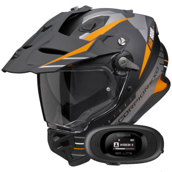 Integral Scorpion ADF 9000 Air Feat Black Mat Silver Orange + Kit bluetooth 5R Lite Solo