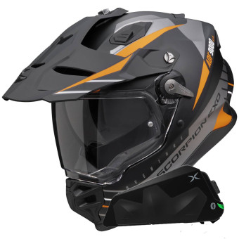 Integral Scorpion ADF 9000 Air Feat Black Mat Silver Orange +Kit bluetooth Exo-Com Link-1C