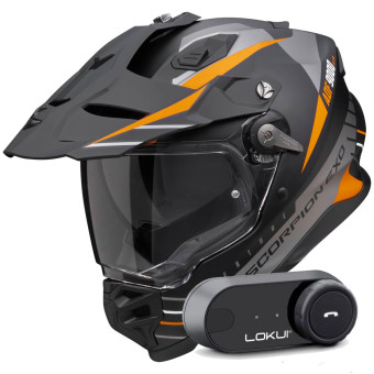 Integral Scorpion ADF 9000 Air Feat Black Mat Silver Orange + Kit Bluetooth Lokui K30