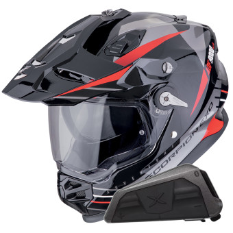 Integral Scorpion ADF 9000 Air Feat Black Silver Red + Kit bluetooth Exo-Com Link-1