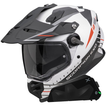 Integral Scorpion ADF 9000 Air Feat White Black Red + Kit bluetooth Exo-Com Link-1C