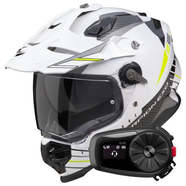 Integral Scorpion ADF 9000 Air Feat White Black Yellow fluo + Kit bluetooth 5R Lite Solo
