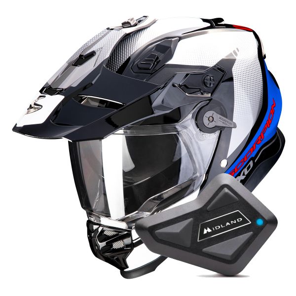Integral Scorpion ADF 9000 Air Trail Black Blue White + Kit Bluetooth BT Mini
