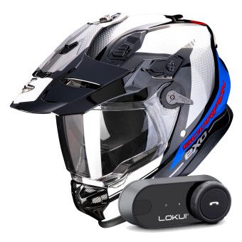 Integral Scorpion ADF 9000 Air Trail Black Blue White + Kit Bluetooth Lokui K30
