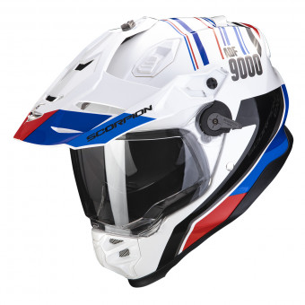 Scorpion ADF 9000 Air Desert White Blue Red + Kit bluetooth Exo-Com Link-1C