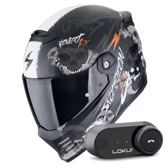 Integral Scorpion Covert FX Skullz Black Grey Red + Kit Bluetooth Lokui K30
